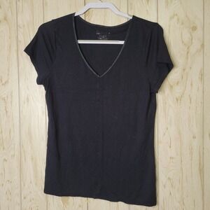 Alfani Intimates Essential Black V-neck Blouse Top